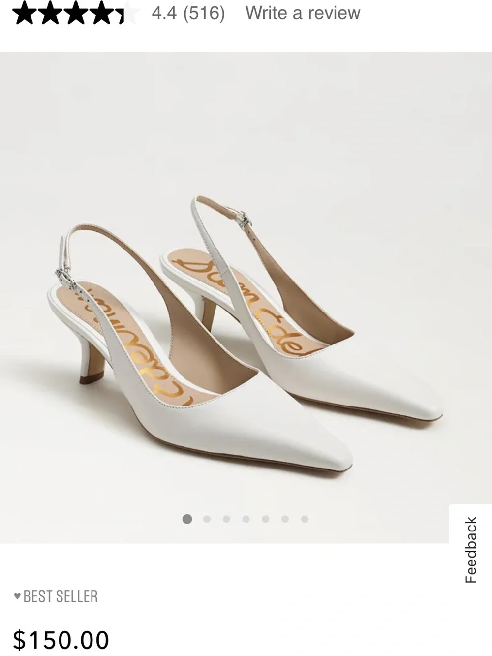 Sam Edelman Cream White Slingback Pumps